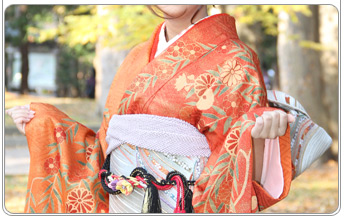 成人式のお召し物を撮影